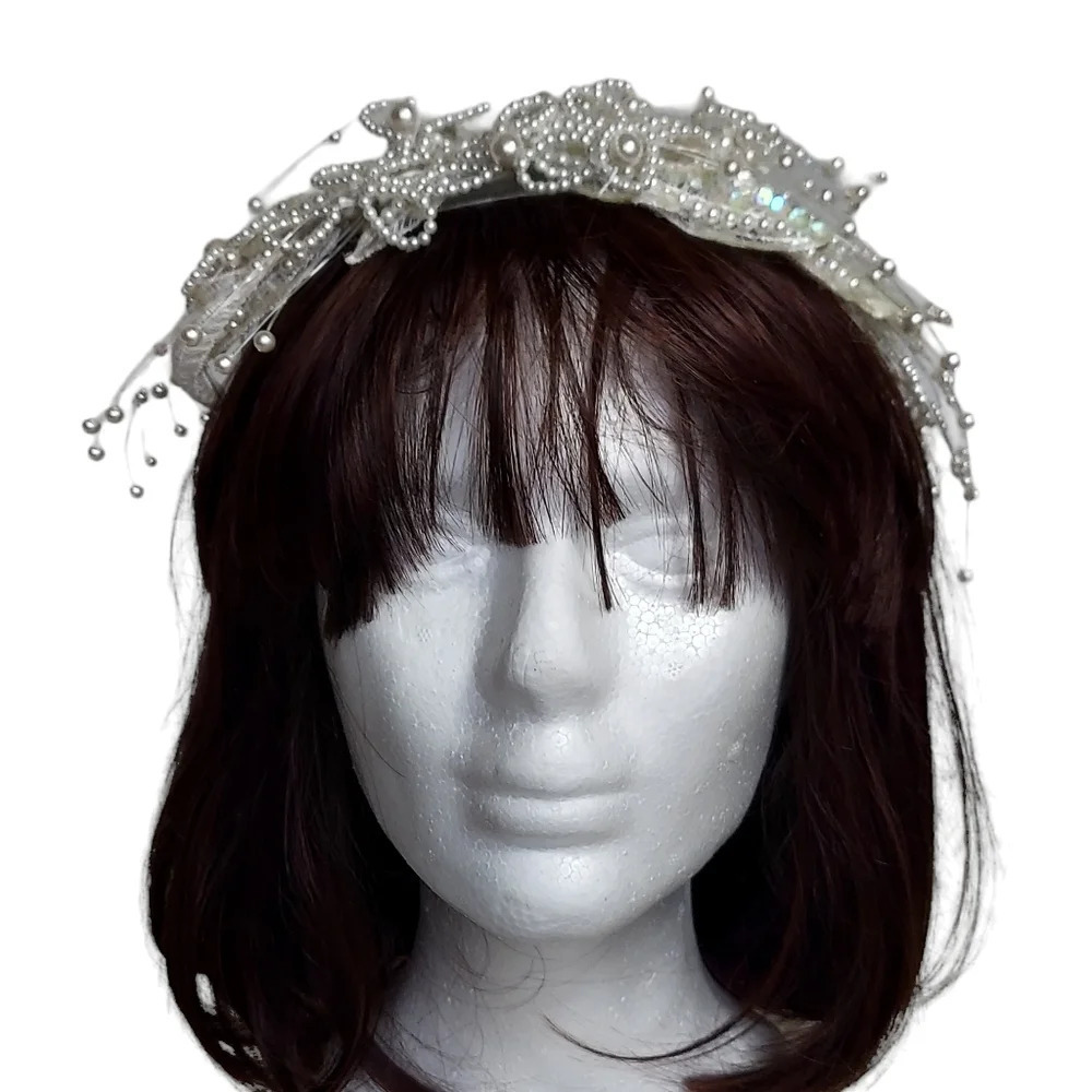 Vintage Jon Bradley Couture Collection Freshwater Pearl Tiara Bridal Headpiece - Picture 2 of 16